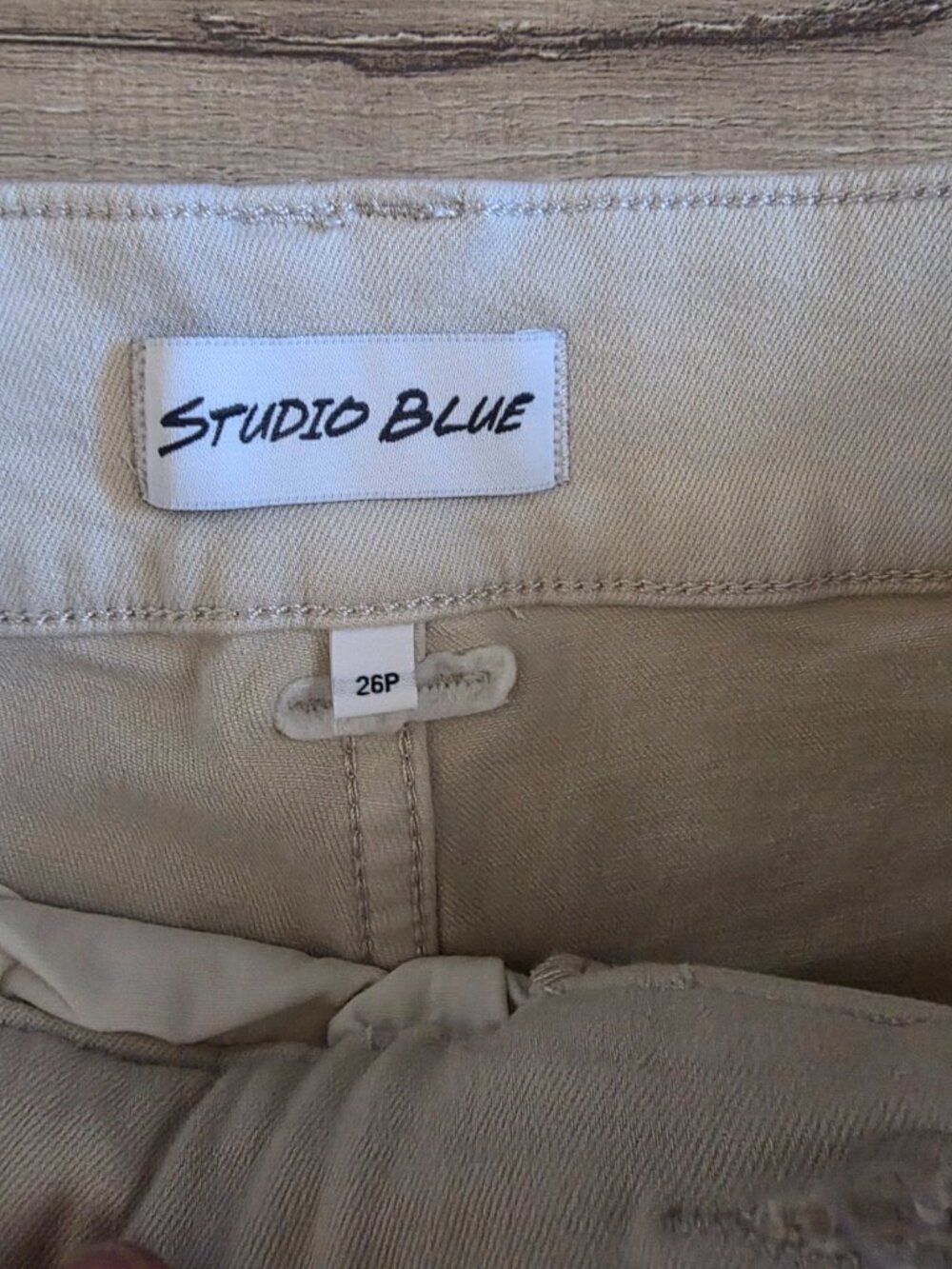 Studio Blue Destiny Extended Waistband Cropped Pants Womens 26P Beige Wide Leg - Picture 5 of 7